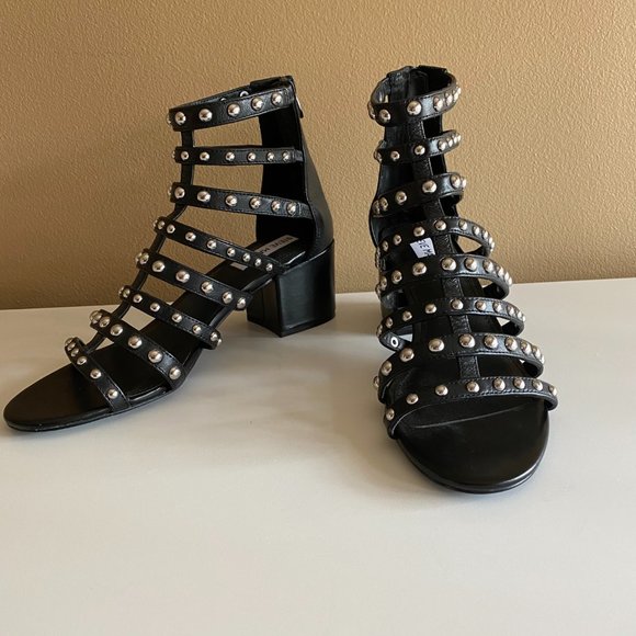 Steve Madden Black Studded Gladiator Sandals - Picture 4 of 4